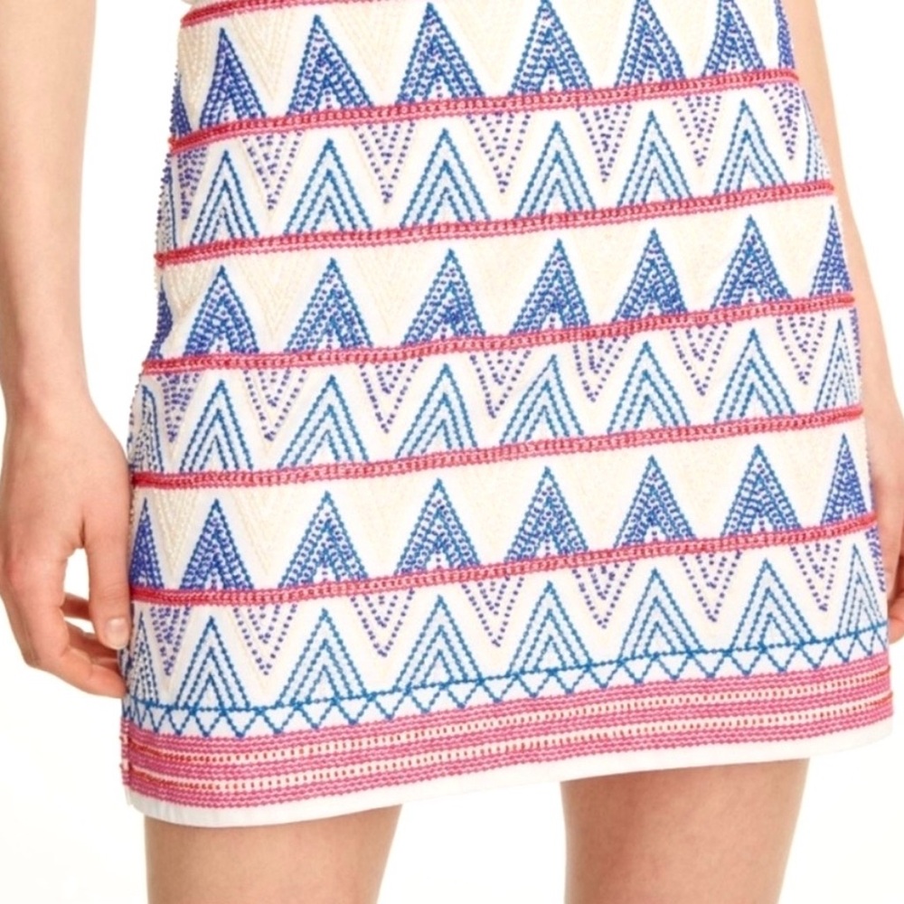 Club Monaco Beaded Skirt Menditha Skirt White Blue Red Pink NWT $249 Retail